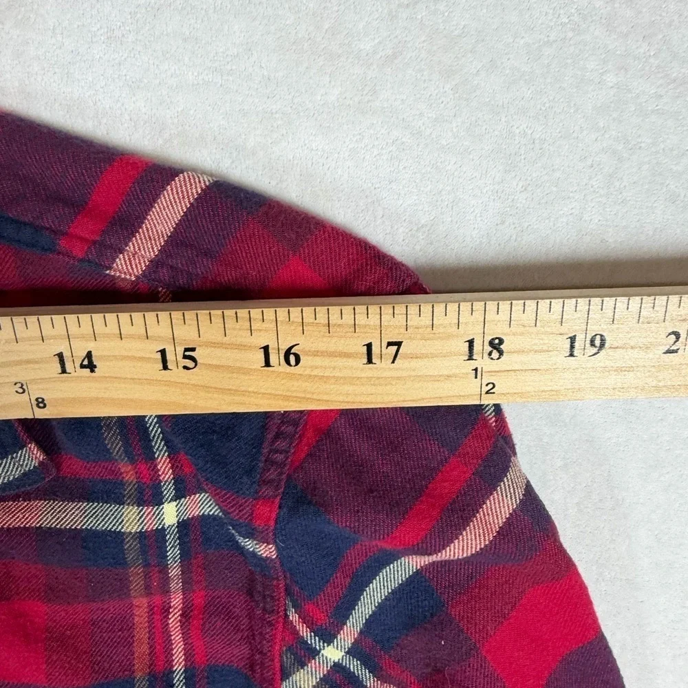 Lot of 2 J. Crew Medium Red and Blue Plaid Flannel Casual Button-Down Shirts